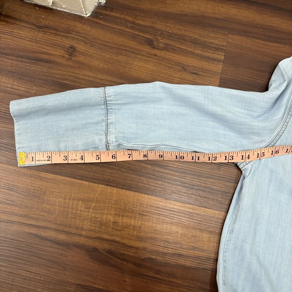 Cloth & Stone Anthropologie Sz Small Blue Chambray Denim Button Down Top Tencel - Picture 9 of 9